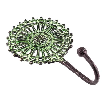 Antique Green Sunflower Wall Brass Decorative Hook